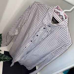 Slim Fit Men's Checkered Shirt - Purple and White